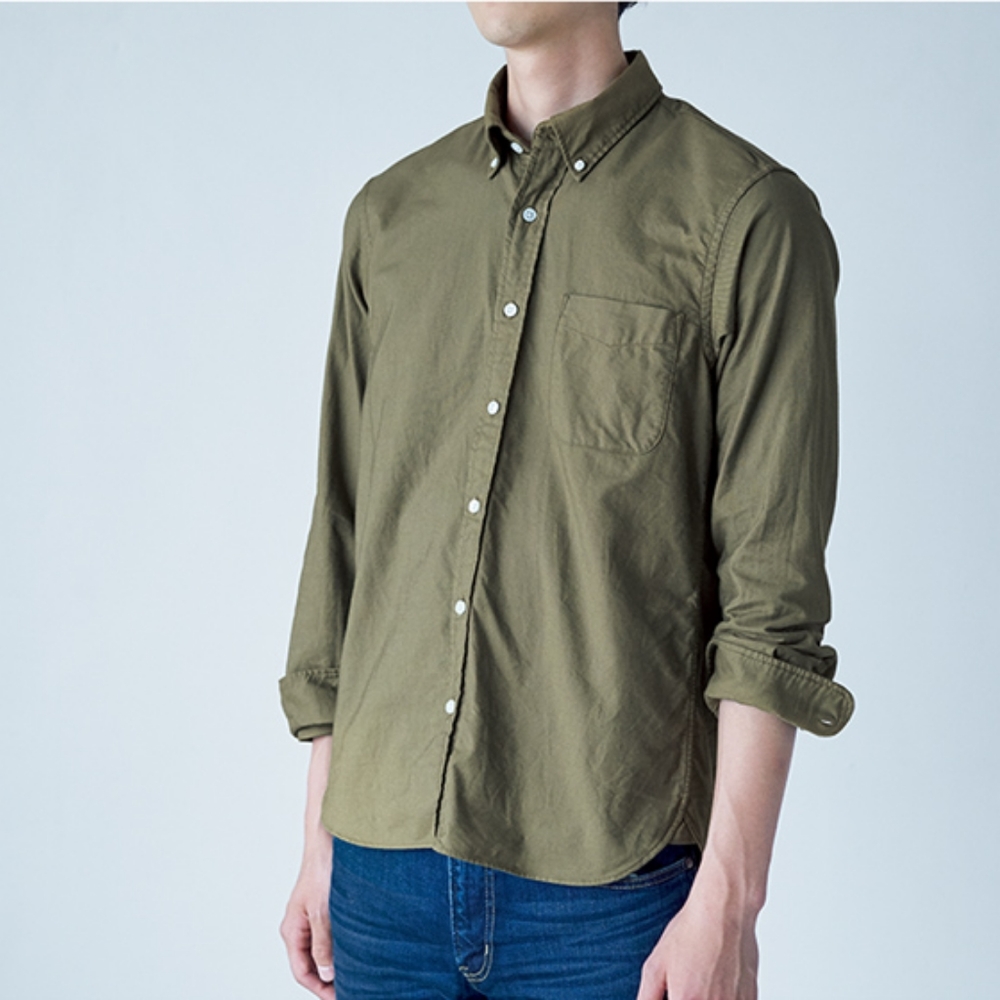 Muji Men's Washed Oxford Button Down Shirt